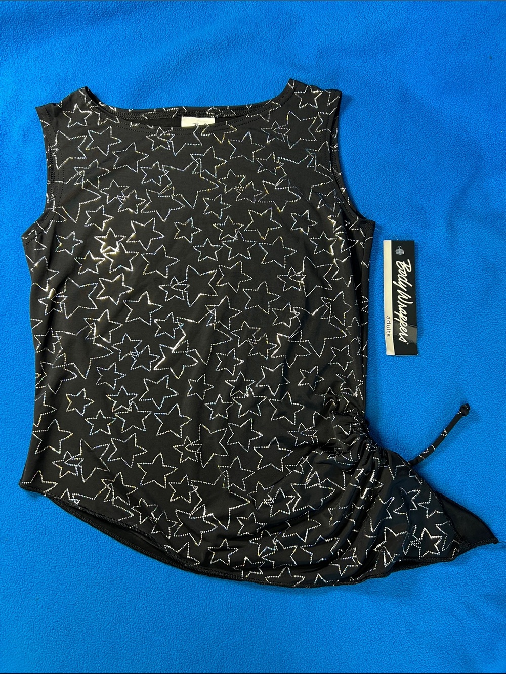 Holo-Metallic Star-Print Asymmetrical Dance Tunic XS NWT